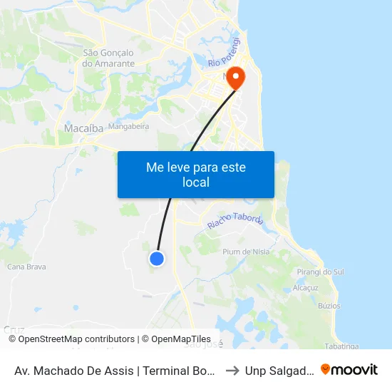 Av. Machado De Assis | Terminal Bosque Das Colinas to Unp Salgado Filho map