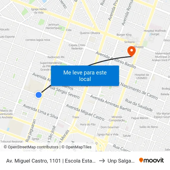 Av. Miguel Castro, 1101 | Escola Estadual Edgar Barbosa to Unp Salgado Filho map