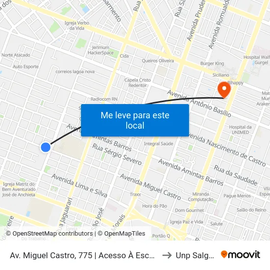 Av. Miguel Castro, 775 | Acesso À Escola Estadual Manoel Villaça to Unp Salgado Filho map