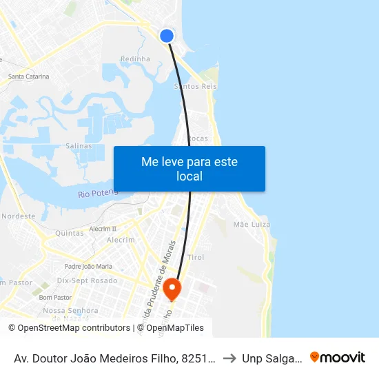 Av. Doutor João Medeiros Filho, 8251 | Mercadinho Bezerra to Unp Salgado Filho map