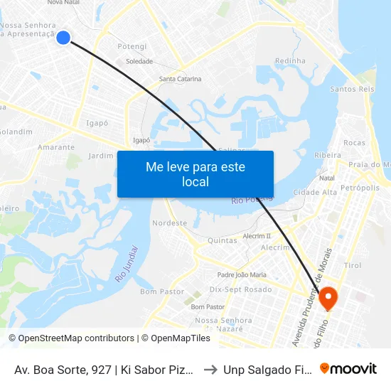 Av. Boa Sorte, 927 | Ki Sabor Pizzaria to Unp Salgado Filho map