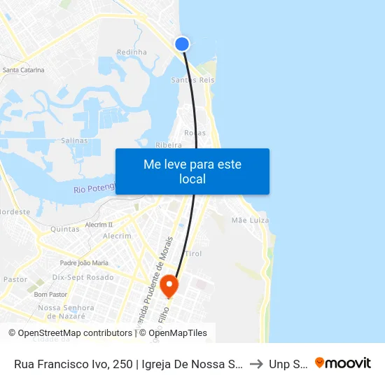 Rua Francisco Ivo, 250 | Igreja De Nossa Senhora Dos Navegantes - Terminal Dos Opcionais Na Redinha to Unp Salgado Filho map