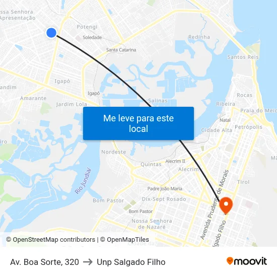 Av. Boa Sorte, 320 to Unp Salgado Filho map