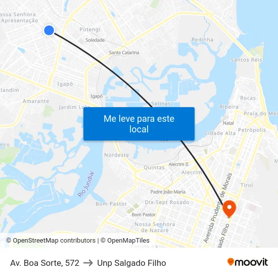 Av. Boa Sorte, 572 to Unp Salgado Filho map