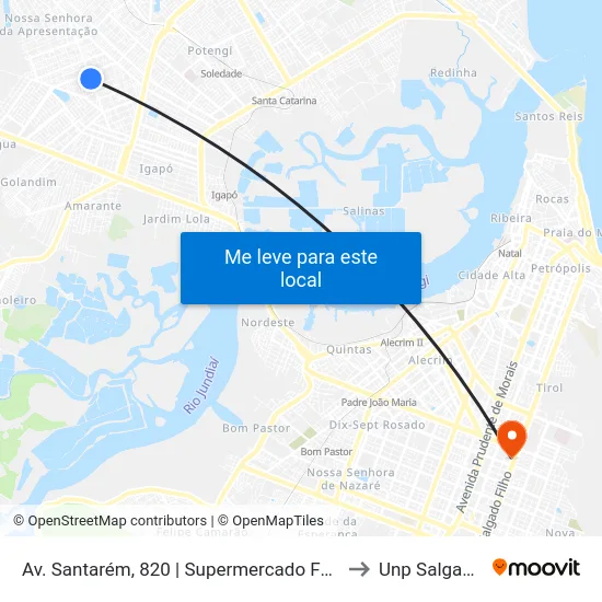 Av. Santarém, 820 | Supermercado Favorito Zona Norte to Unp Salgado Filho map