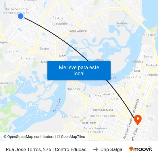 Rua José Torres, 276 | Centro Educacional Início Do Saber to Unp Salgado Filho map