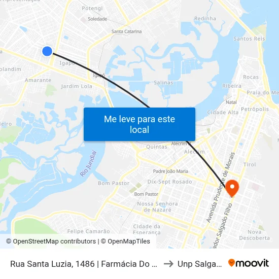 Rua Santa Luzia, 1486 | Farmácia Do Trabalhador Potiguar to Unp Salgado Filho map