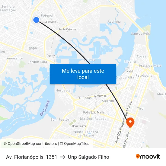 Av. Florianópolis, 1351 to Unp Salgado Filho map