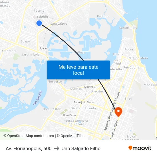 Av. Florianópolis, 500 to Unp Salgado Filho map