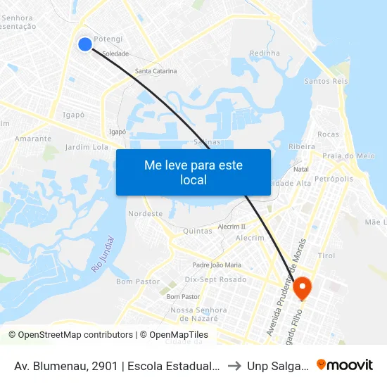 Av. Blumenau, 2901 | Escola Estadual Walter Duarte Pereira to Unp Salgado Filho map