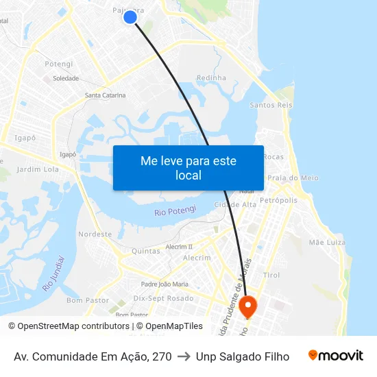 Av. Comunidade Em Ação, 270 to Unp Salgado Filho map