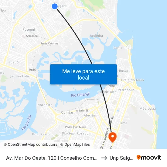 Av. Mar Do Oeste, 120 | Conselho Comunitário Do Parque Das Dunas to Unp Salgado Filho map