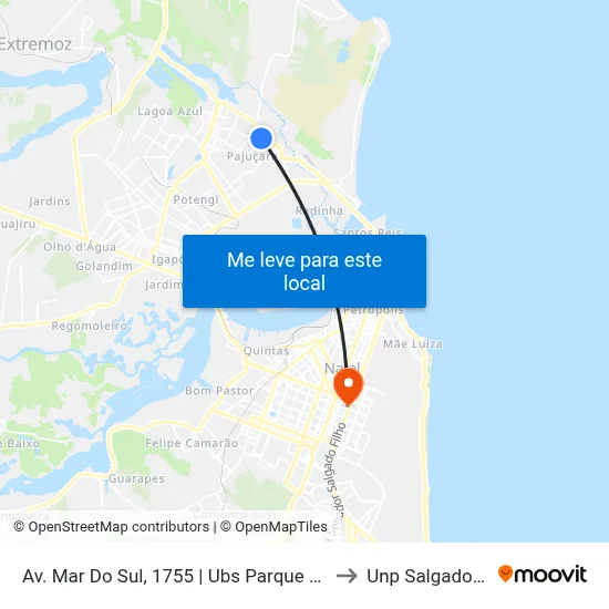 Av. Mar Do Sul, 1755 | Ubs Parque Das Dunas to Unp Salgado Filho map