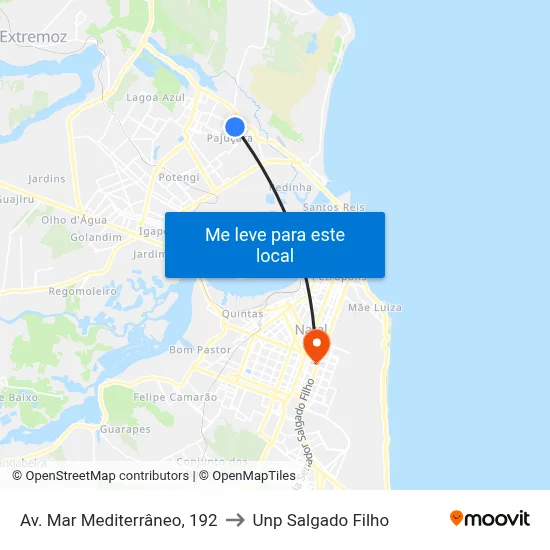 Av. Mar Mediterrâneo, 192 to Unp Salgado Filho map