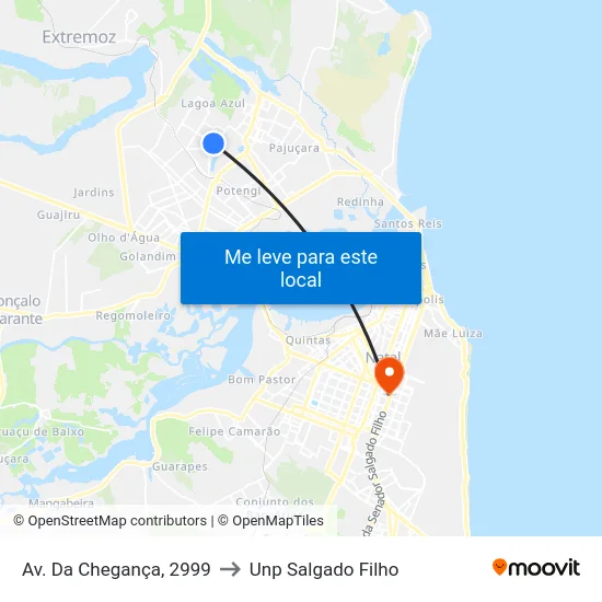 Av. Da Chegança, 2999 to Unp Salgado Filho map