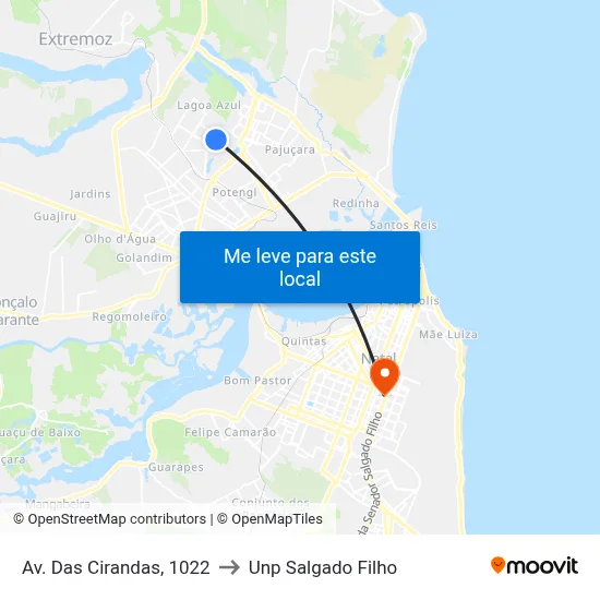 Av. Das Cirandas, 1022 to Unp Salgado Filho map
