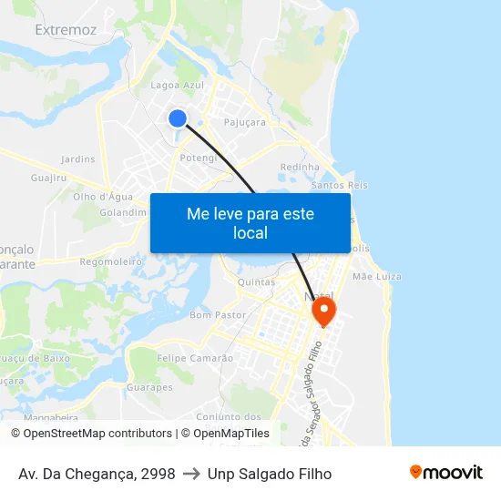 Av. Da Chegança, 2998 to Unp Salgado Filho map