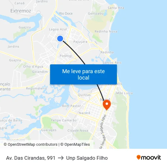 Av. Das Cirandas, 991 to Unp Salgado Filho map