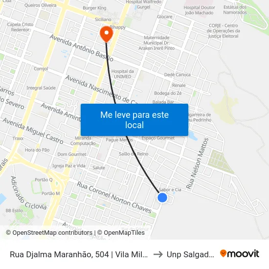 Rua Djalma Maranhão, 504 | Vila Militar Do Exército to Unp Salgado Filho map