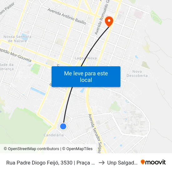 Rua Padre Diogo Feijó, 3530 | Praça Dos Alternativos to Unp Salgado Filho map