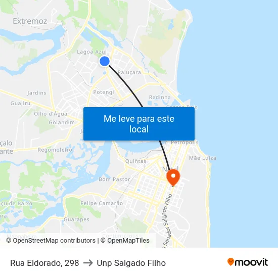 Rua Eldorado, 298 to Unp Salgado Filho map