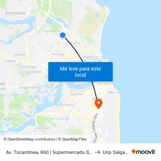 Av. Tocantínea, 860 | Supermercado Super Show Asa Norte to Unp Salgado Filho map