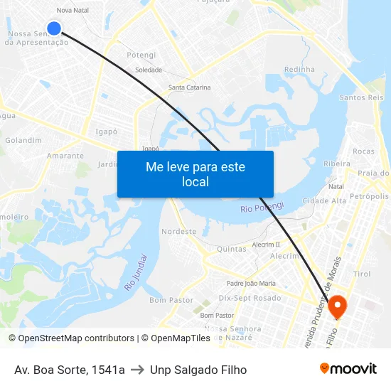 Av. Boa Sorte, 1541a to Unp Salgado Filho map