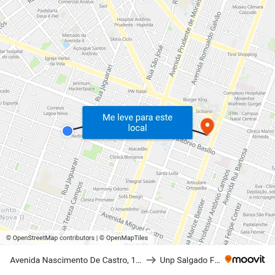 Avenida Nascimento De Castro, 1517 A to Unp Salgado Filho map