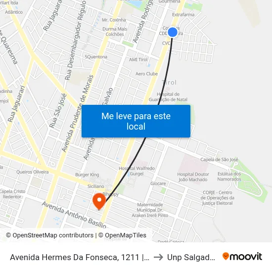 Avenida Hermes Da Fonseca, 1211 | Igui Piscinas to Unp Salgado Filho map