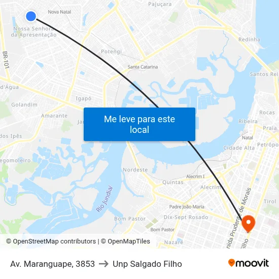 Av. Maranguape, 3853 to Unp Salgado Filho map