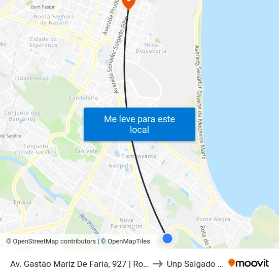 Av. Gastão Mariz De Faria, 927 | Rota Do Sol to Unp Salgado Filho map