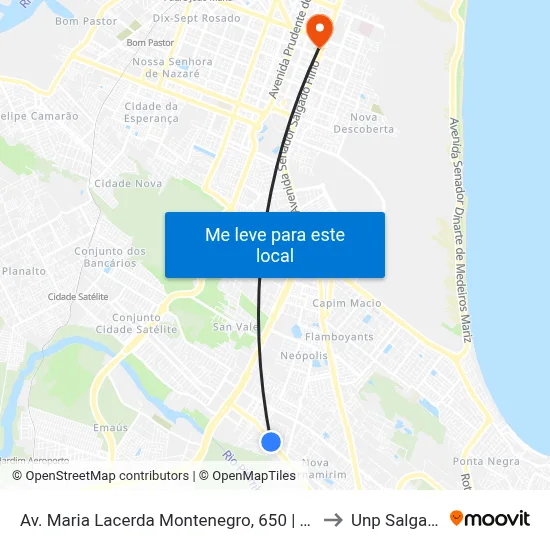 Av. Maria Lacerda Montenegro, 650 | Shopping Reis Magos to Unp Salgado Filho map