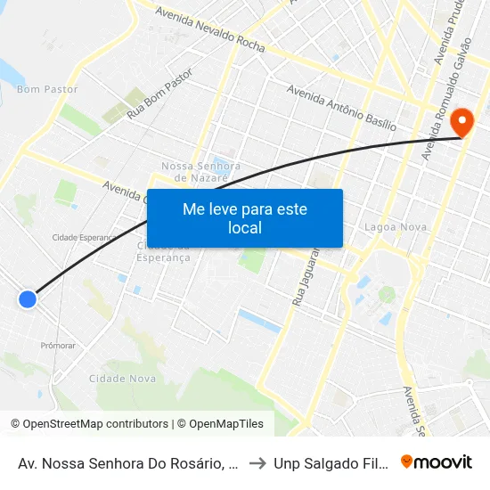 Av. Nossa Senhora Do Rosário, 82 to Unp Salgado Filho map