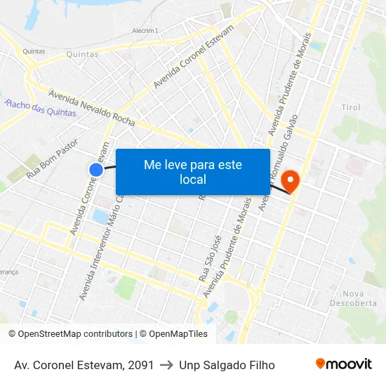 Av. Coronel Estevam, 2091 to Unp Salgado Filho map