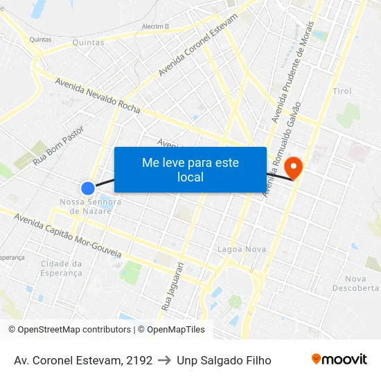 Av. Coronel Estevam, 2192 to Unp Salgado Filho map