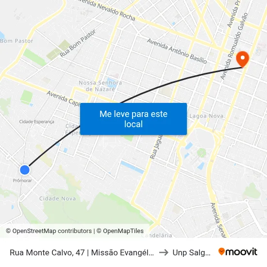 Rua Monte Calvo, 47 | Missão Evangélica Pentecostal Do Brasil to Unp Salgado Filho map