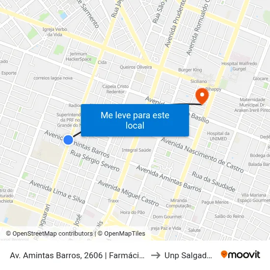 Av. Amintas Barros, 2606 | Farmácia Irmã Dulce to Unp Salgado Filho map