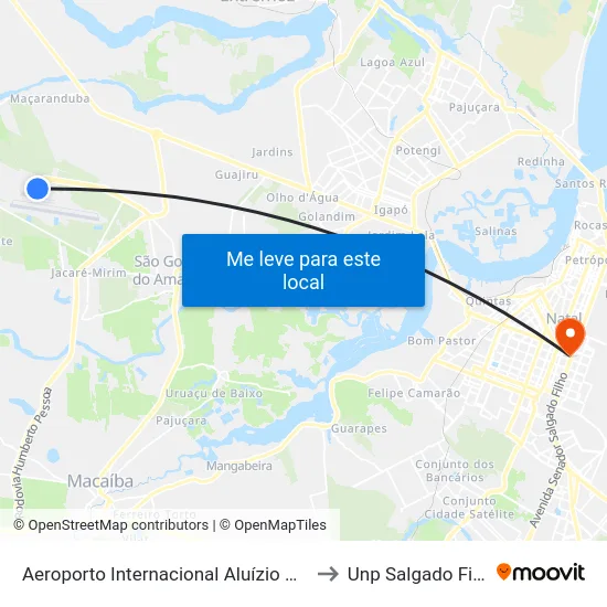 Aeroporto Internacional Aluízio Alves to Unp Salgado Filho map