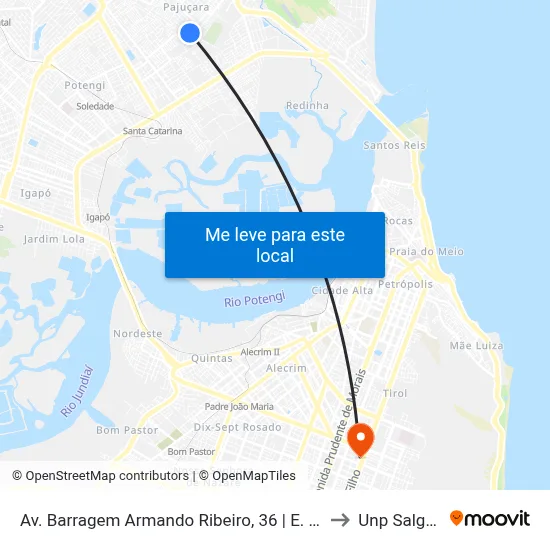 Av. Barragem Armando Ribeiro, 36 | E. M. Profª Zuleide Fernandes to Unp Salgado Filho map