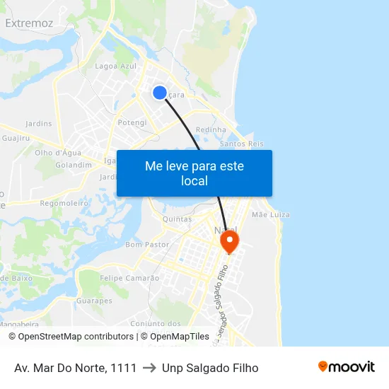 Av. Mar Do Norte, 1111 to Unp Salgado Filho map