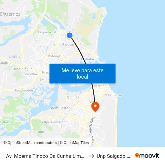 Av. Moema Tinoco Da Cunha Lima, 2420 to Unp Salgado Filho map