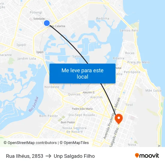 Rua Ilhéus, 2853 to Unp Salgado Filho map