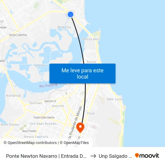 Ponte Newton Navarro | Entrada Da Redinha to Unp Salgado Filho map