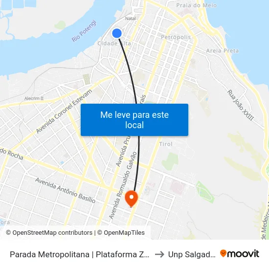 Parada Metropolitana | Plataforma Zonas Sul E Oeste to Unp Salgado Filho map