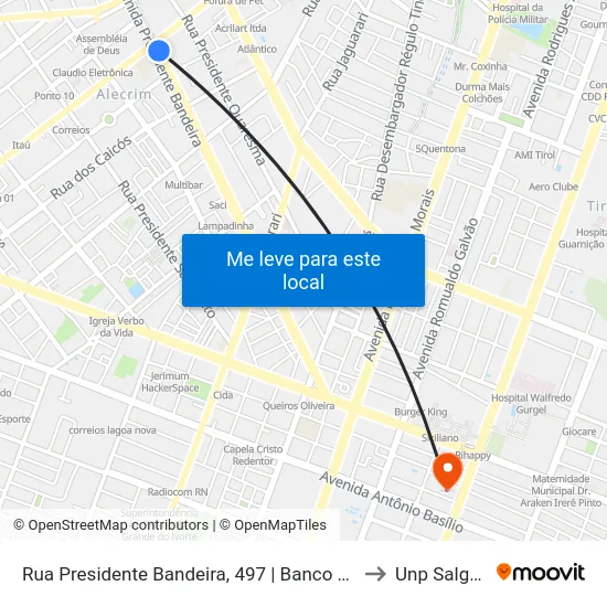 Rua Presidente Bandeira, 497 | Banco Bradesco - Agência Alecrim to Unp Salgado Filho map