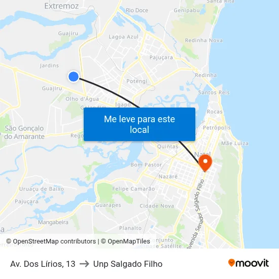 Av. Dos Lírios, 13 to Unp Salgado Filho map