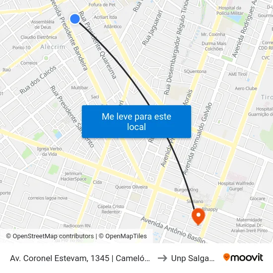 Av. Coronel Estevam, 1345 | Camelódromo Do Alecrim to Unp Salgado Filho map