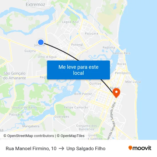 Rua Manoel Firmino, 10 to Unp Salgado Filho map