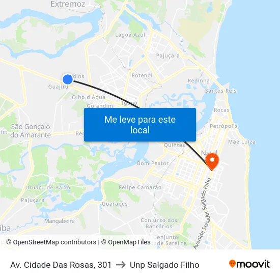 Av. Cidade Das Rosas, 301 to Unp Salgado Filho map
