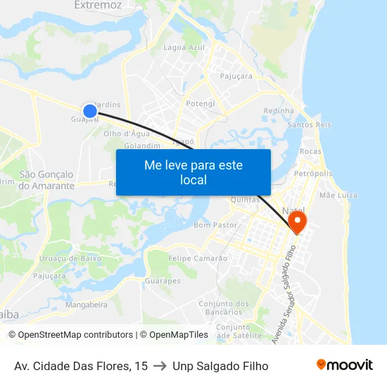 Av. Cidade Das Flores, 15 to Unp Salgado Filho map